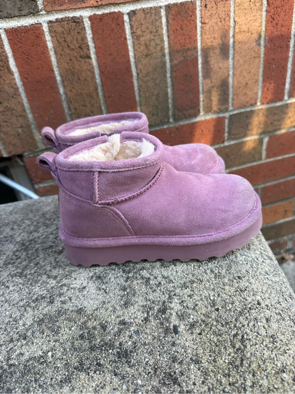 Bearpaw Kids Purple Suede Shearling Lined Ankle Boots Size 1